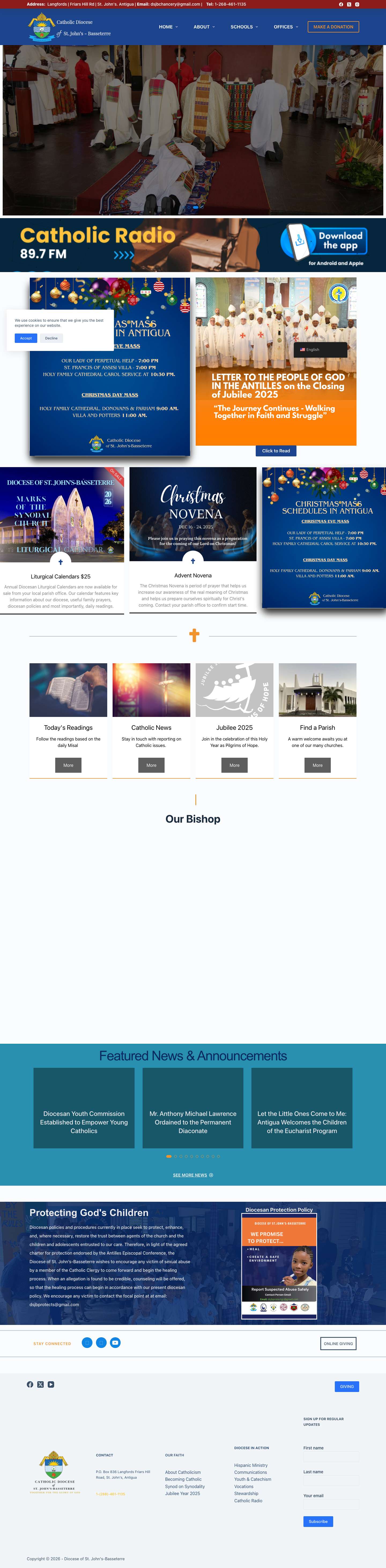Home - Diocese of St. John's-Basseterre|Catholic Church - Full Screenshot