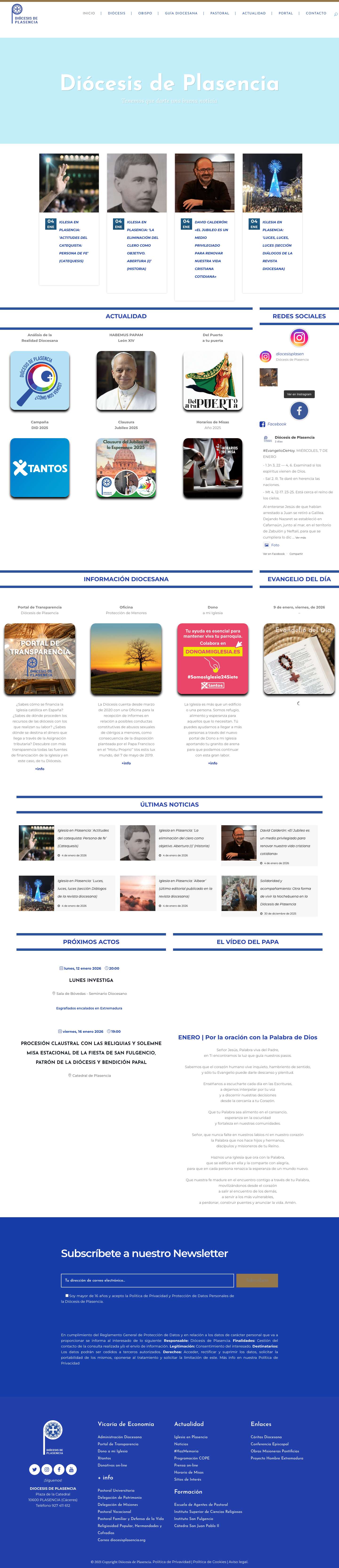 DIOCESIS DE PLASENCIA | Bienvenidos - Full Screenshot