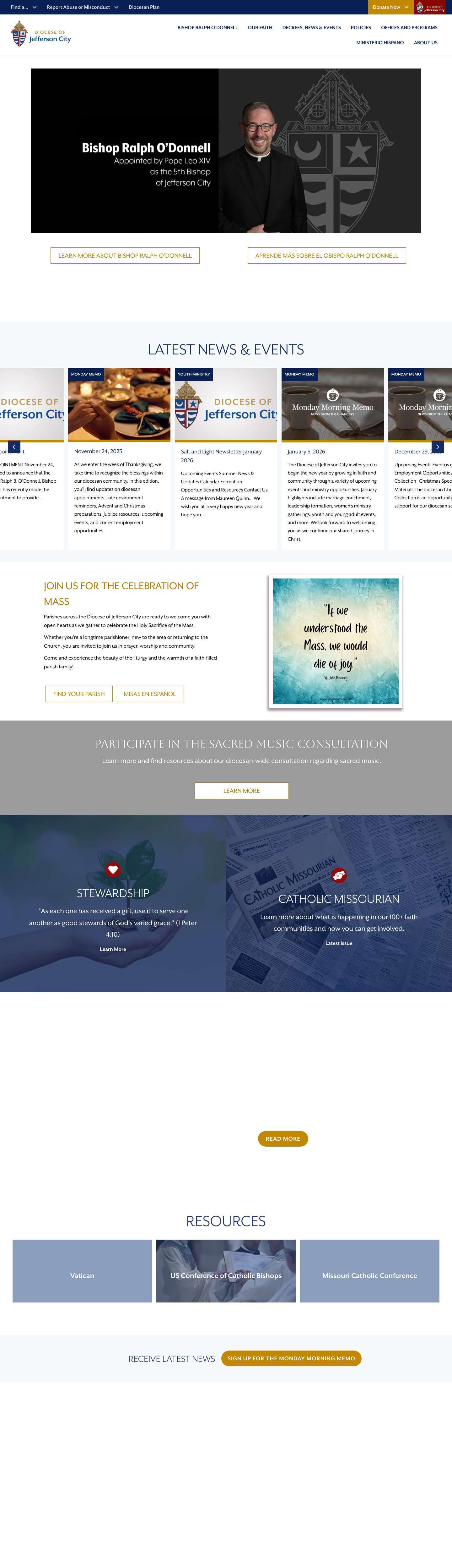 Diocese of Jefferson City - Full Screenshot