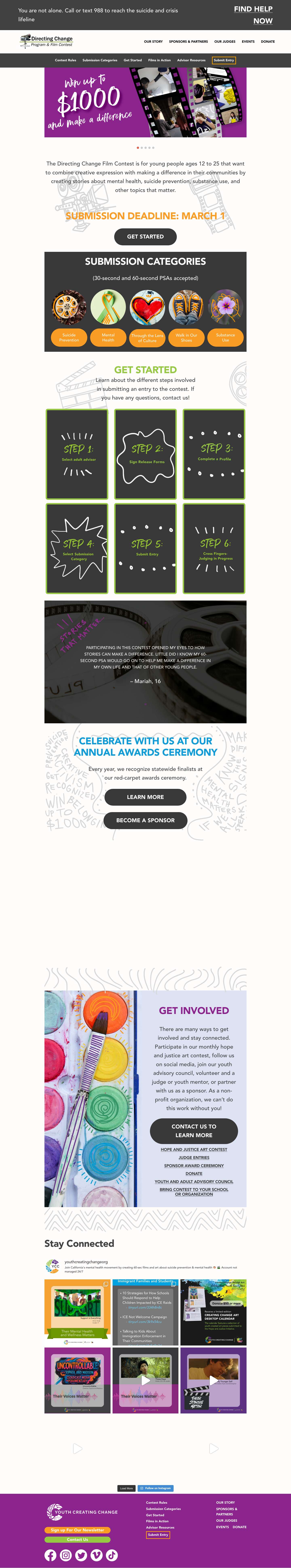 Directing Change CA – Suicide Prevention and Mental Health Awareness Film Contest for California Youth - Full Screenshot