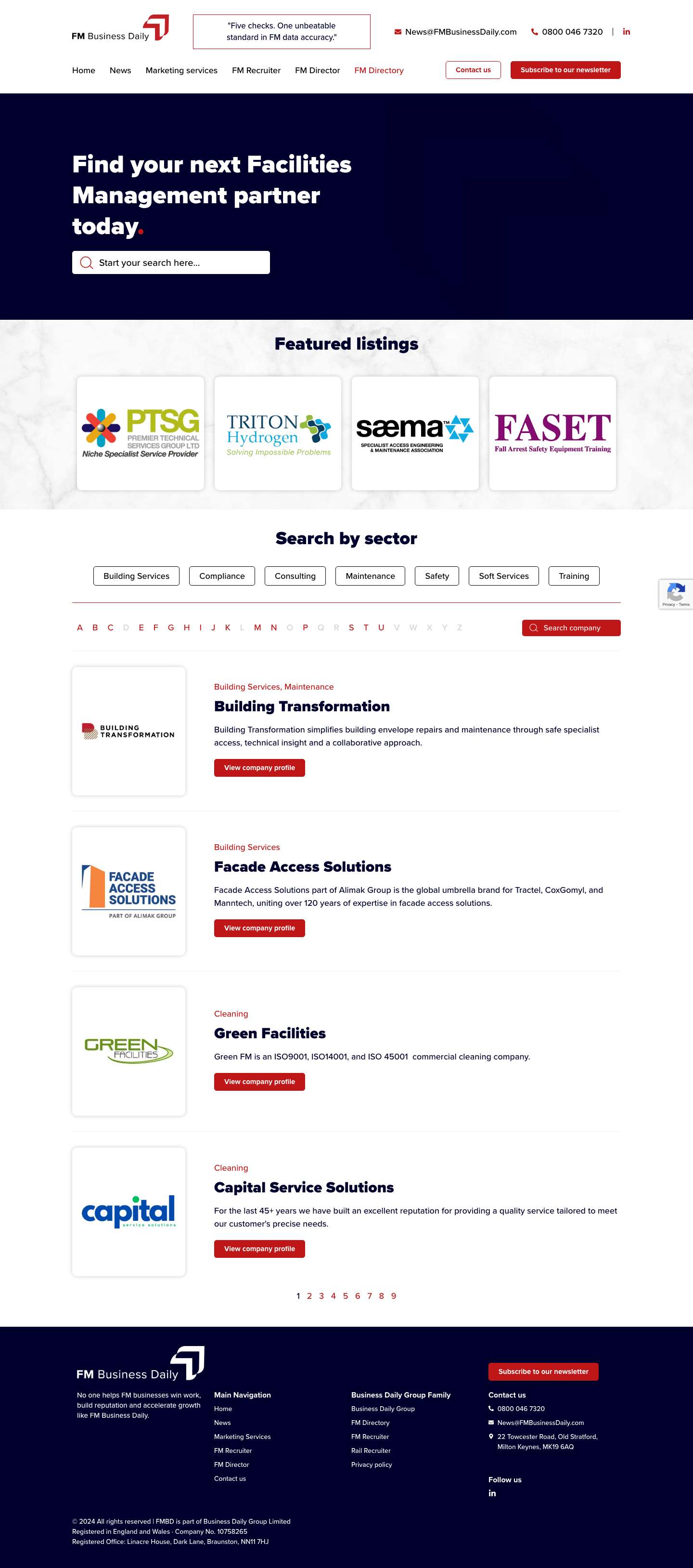 FM Business Daily Directory – Find your next Facilities Management partner with the biggest online FM directory - Full Screenshot