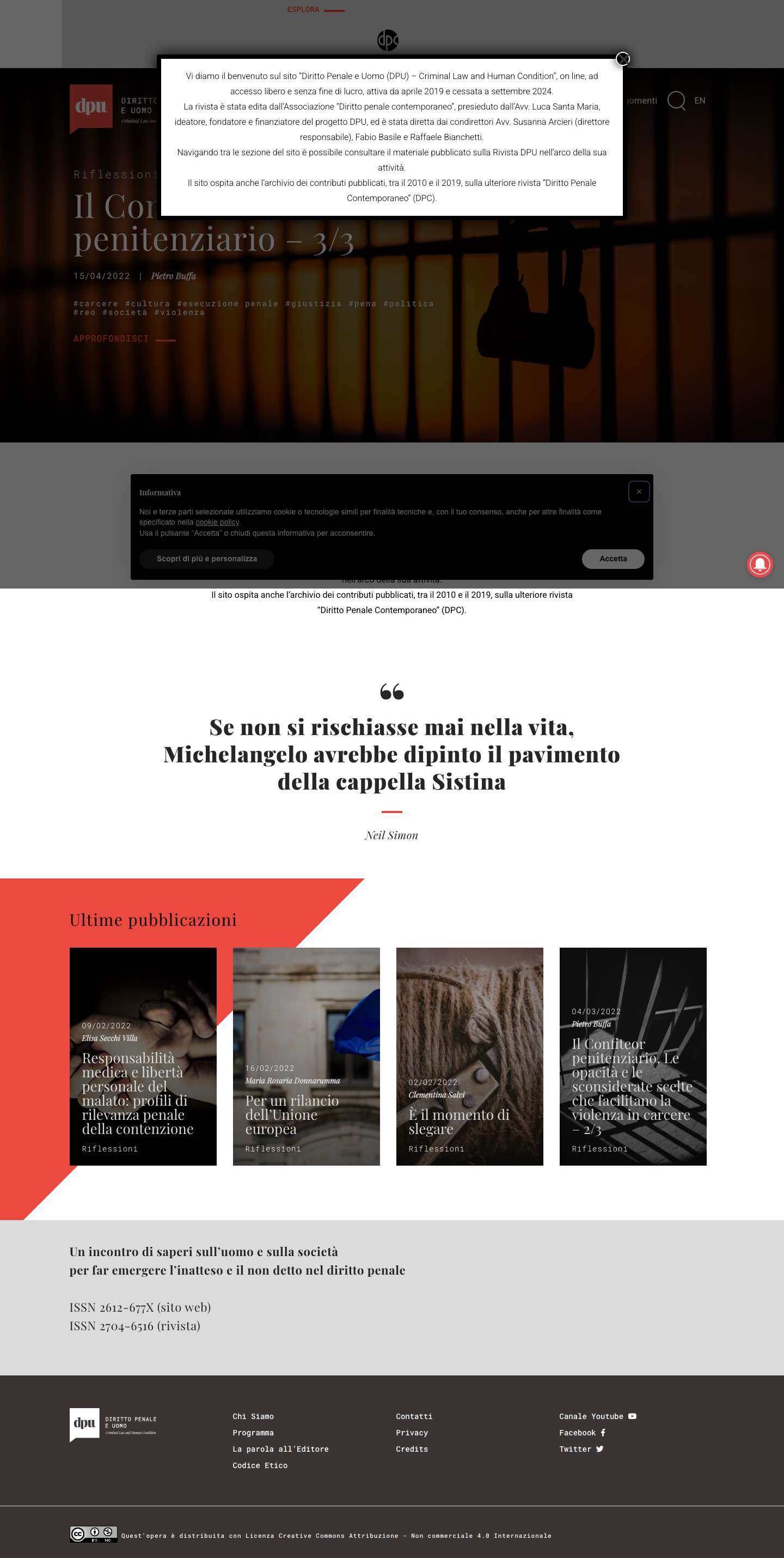 Home | DPU | Diritto Penale e Uomo - Full Screenshot