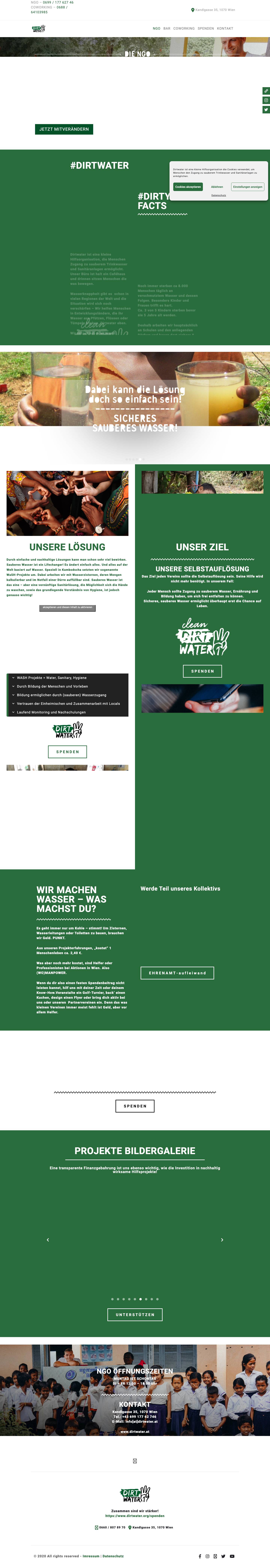 DirtWater die etwas andere Hilfsorganisation | NGO | Café | Bar - Full Screenshot