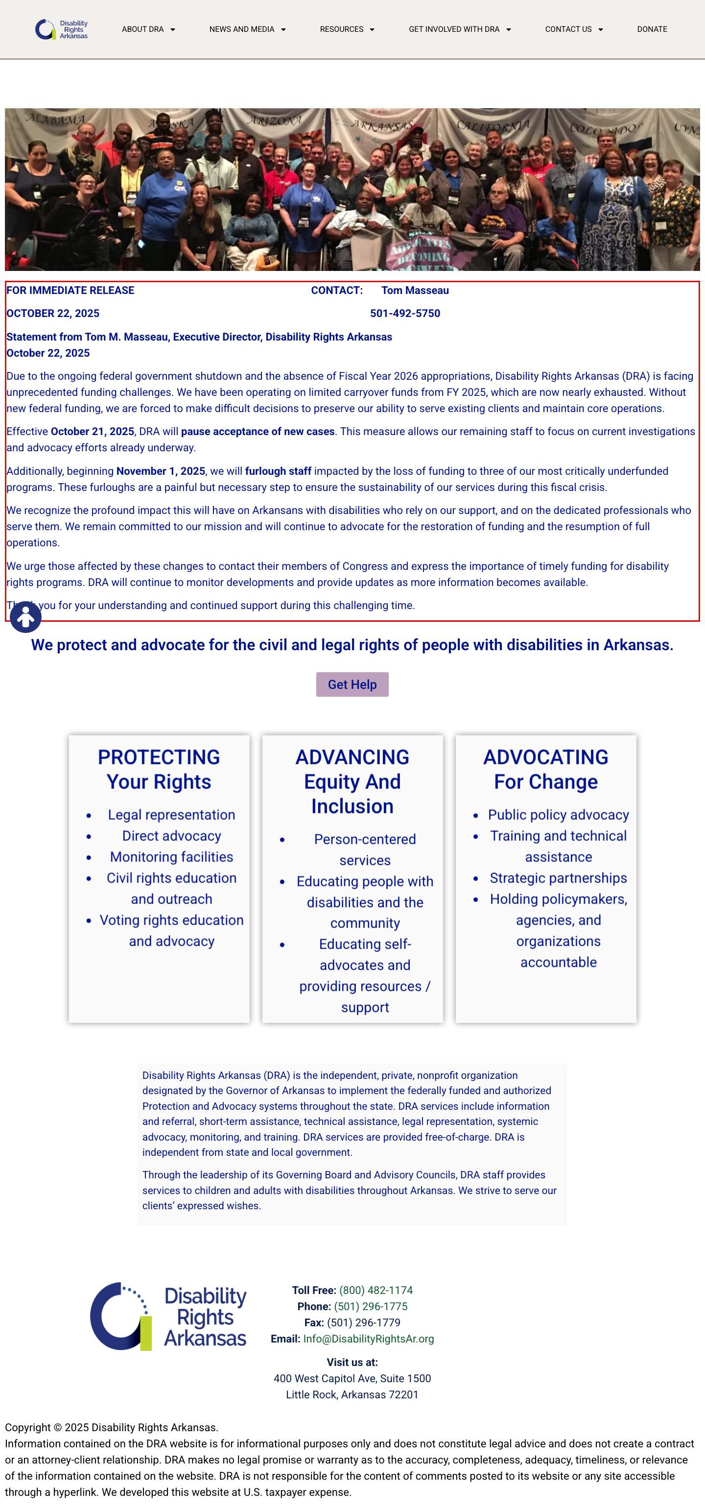 Disability Rights Arkansas - Full Screenshot