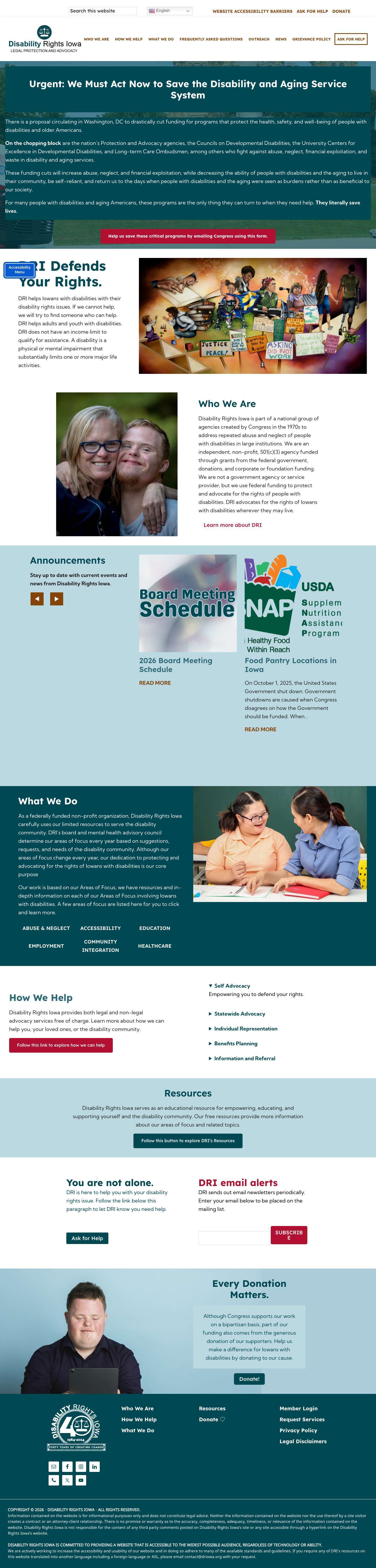 Disability Rights Iowa | Legal Protection and Advocacy - Full Screenshot