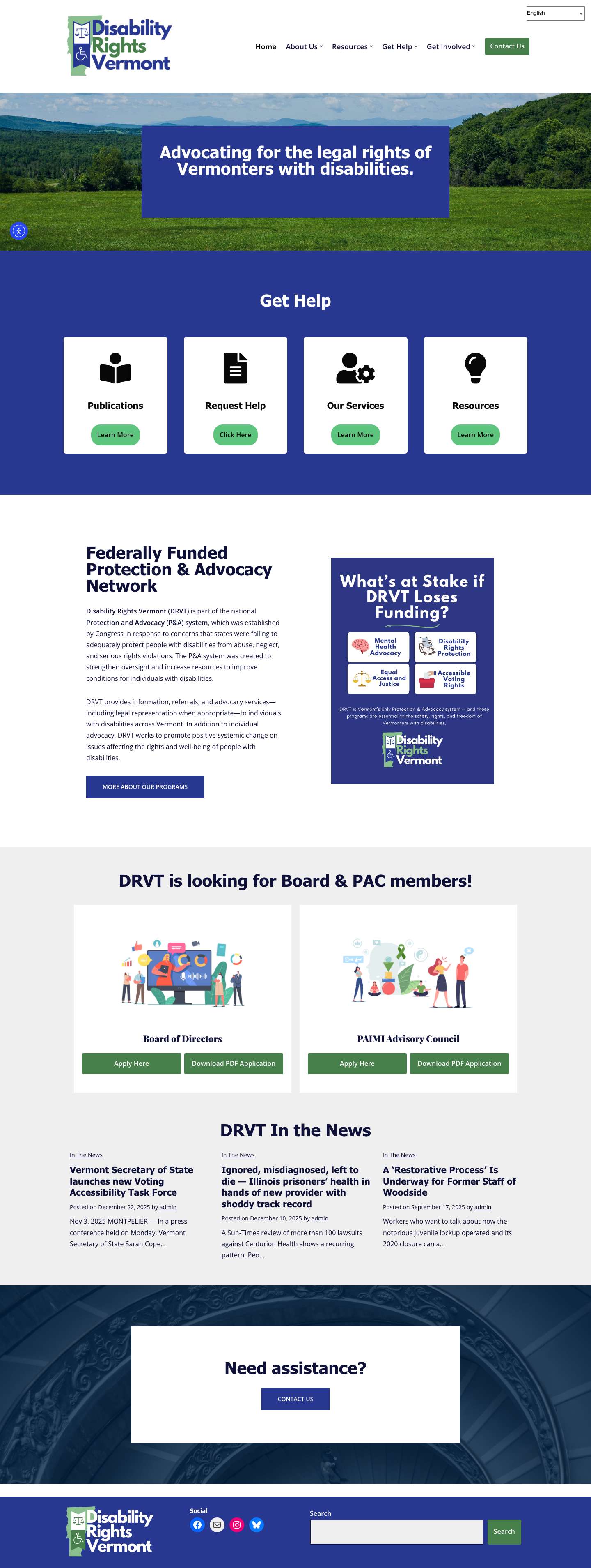 Disability Rights Vermont - Full Screenshot