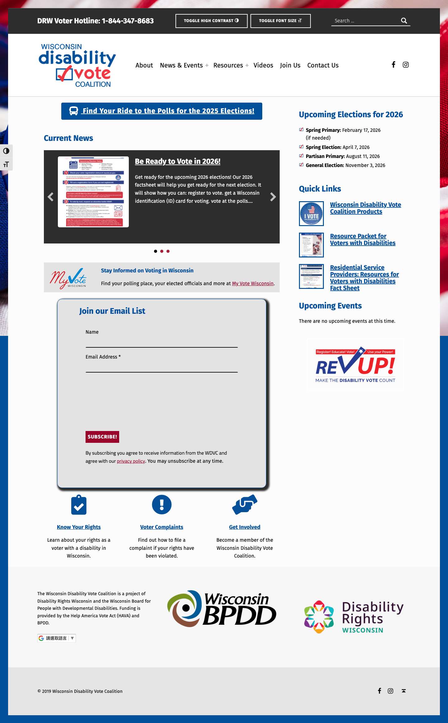 Wisconsin Disability Vote Coalition - Full Screenshot