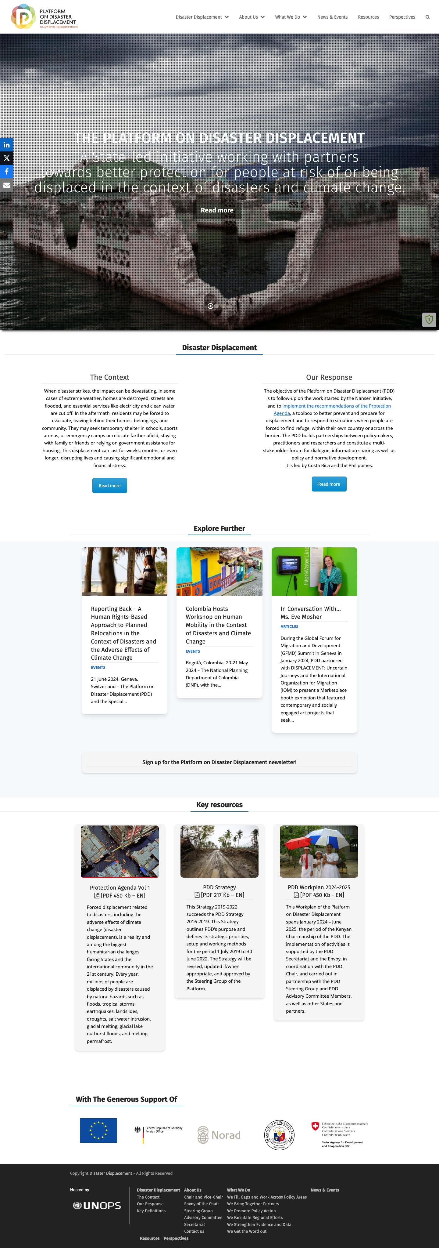 Platform on Disaster Displacement - Full Screenshot