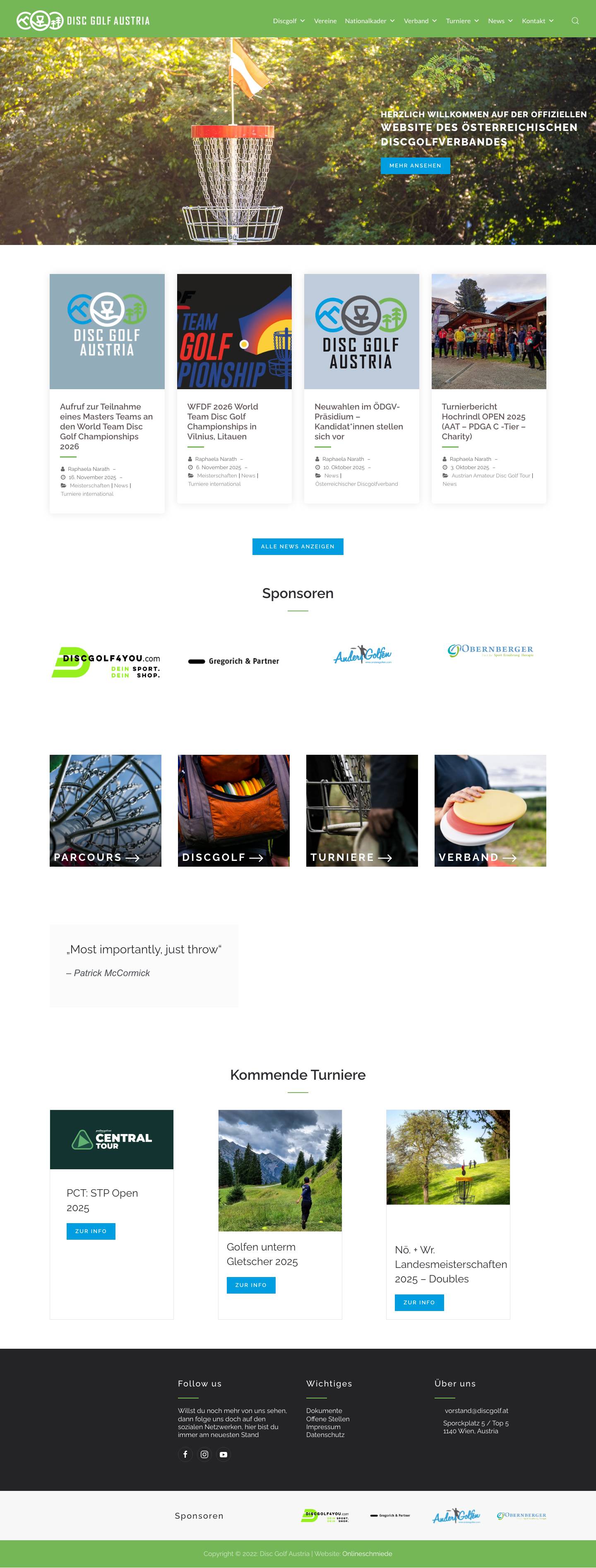 Startseite - discgolf.at - Full Screenshot