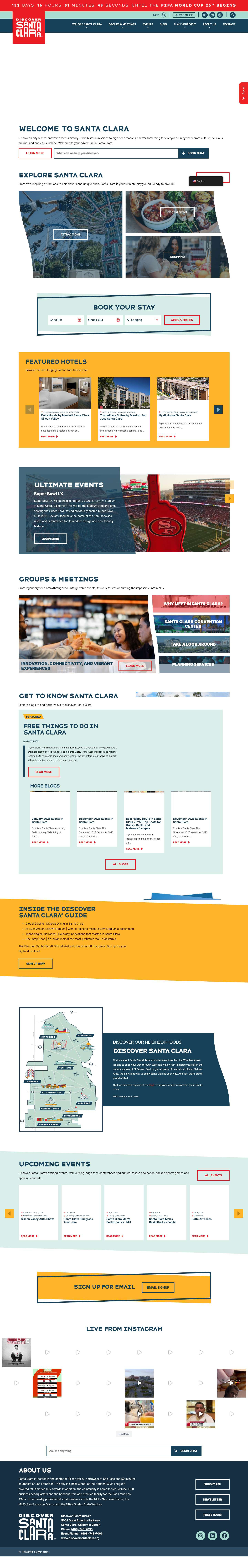 Official Santa Clara Tourism Site | Discover Santa Clara - Full Screenshot
