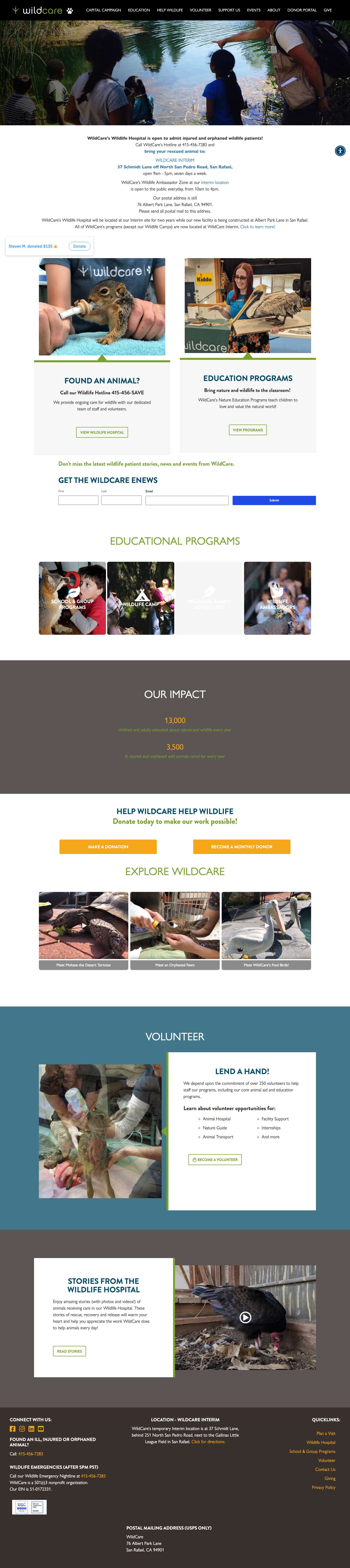 Homepage | WildCare - Full Screenshot