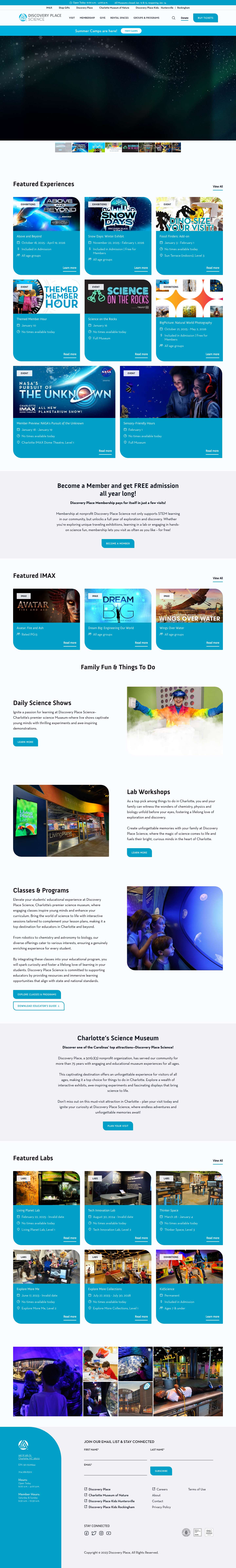 Discovery Place Science Museum – Charlotte's #1 for Family Fun and Things To Do - Full Screenshot