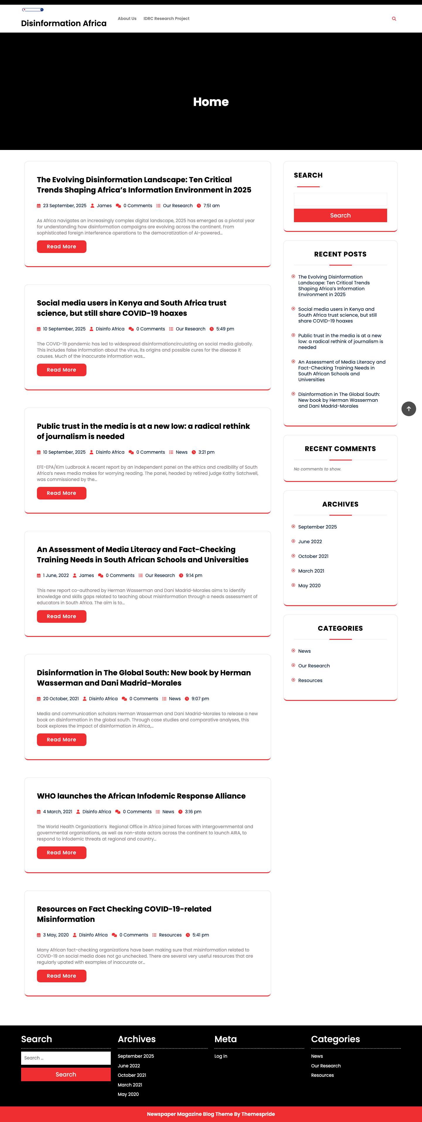 Disinformation Africa - Academic Research and Resources on Disinformation, Misinformation and Fake News - Full Screenshot