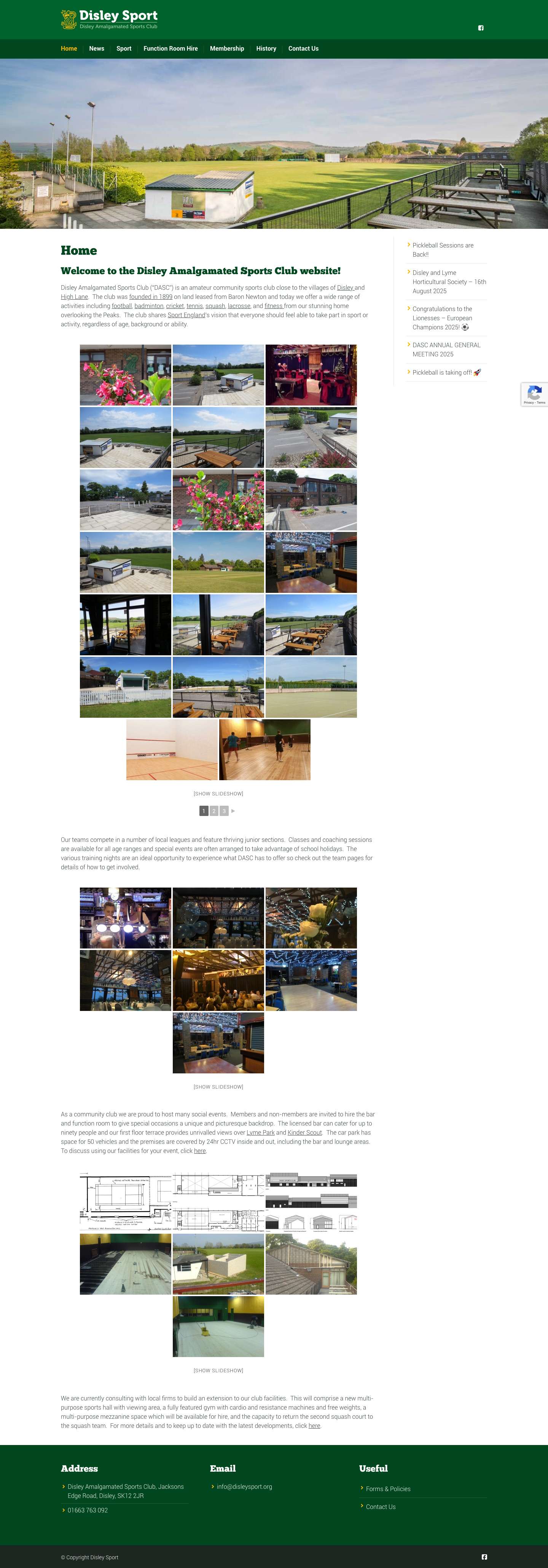 Disley Sport: Disley Amalgamated Sports Club's website - Full Screenshot