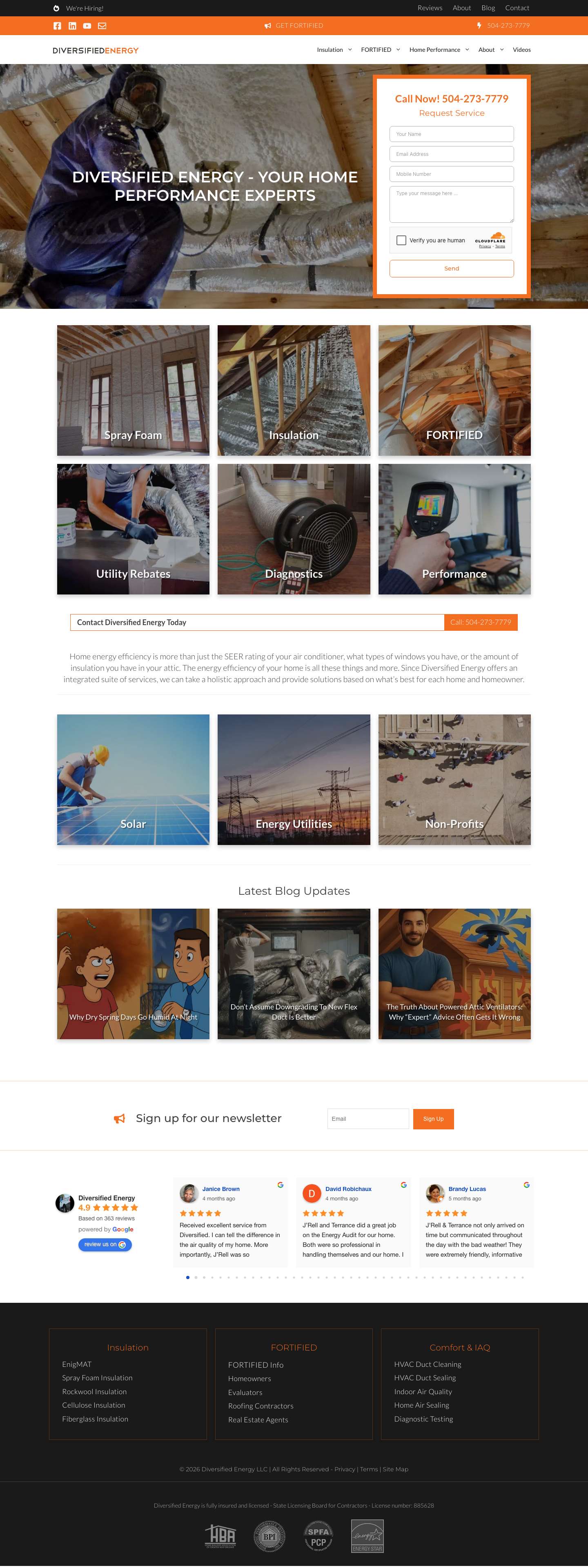 Diversified Energy - AC. Heat, Insulation & Home Performance - Full Screenshot