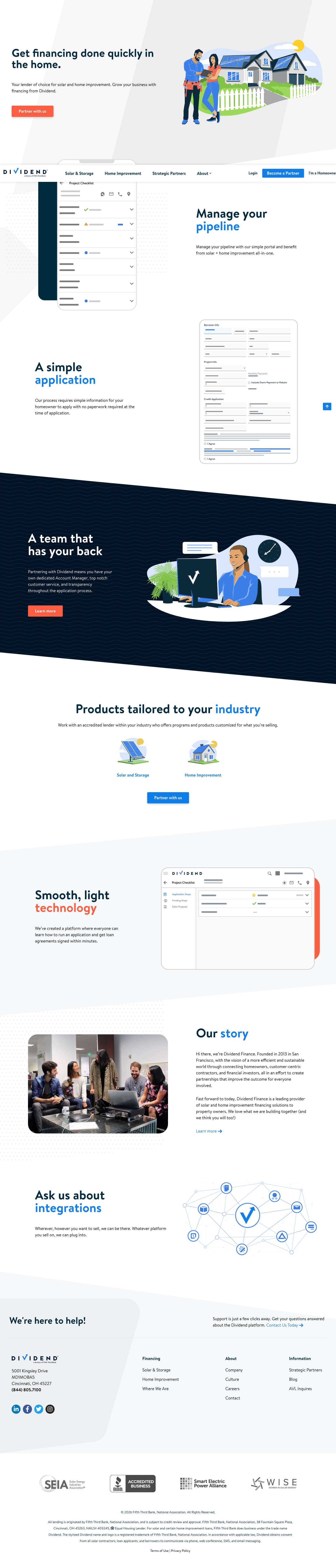 Solar and Home Improvement Financing | Dividend Finance - Full Screenshot