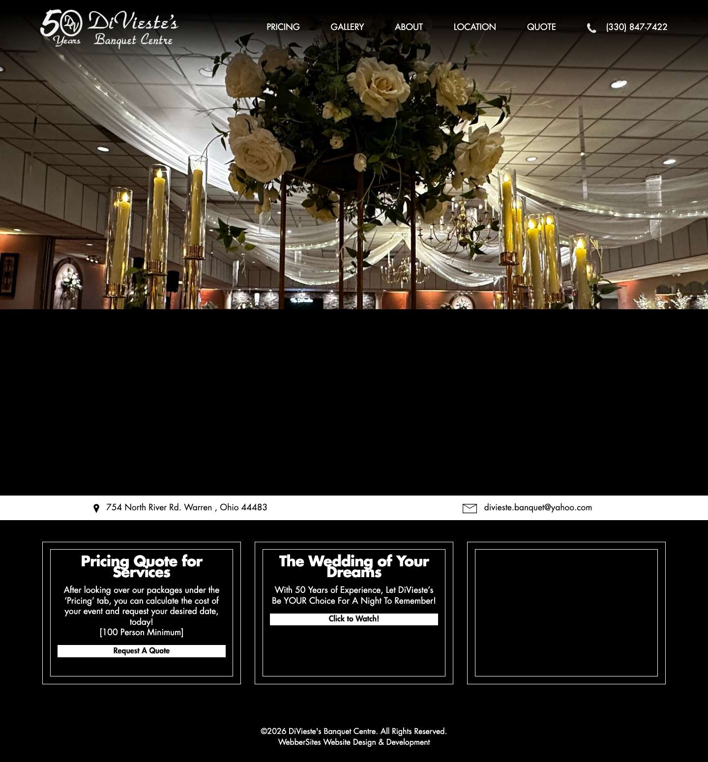 DiVieste's Banquet Centre | Warren, Ohio | Weddings, Events, Banquets, Proms, Anniversaries. - Full Screenshot