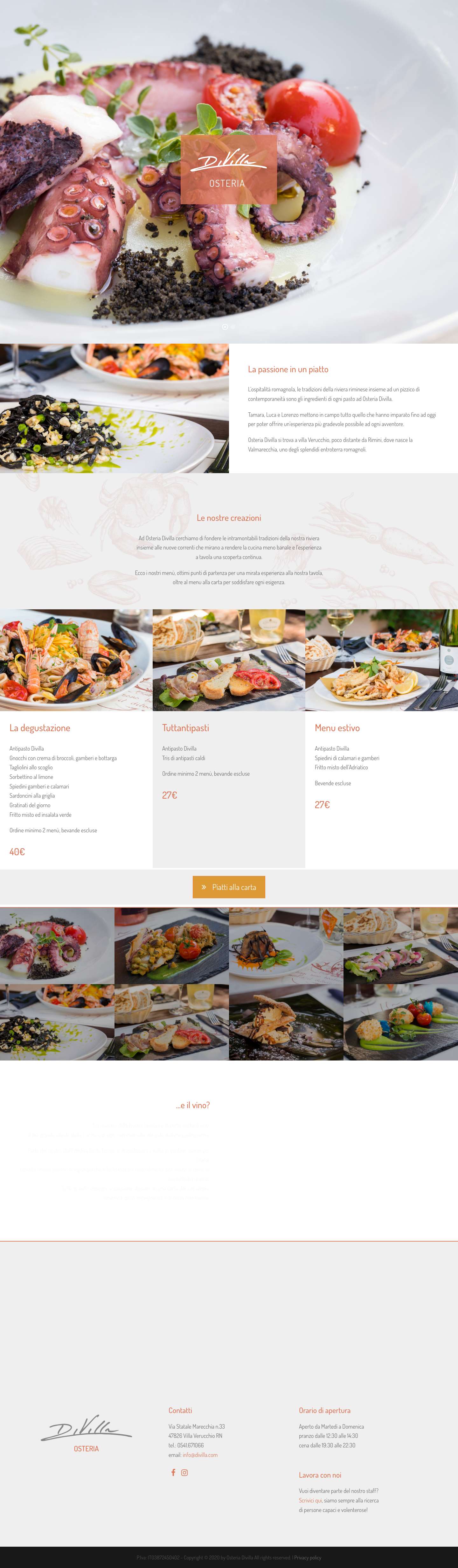 Osteria DiVilla - Ristorante di pesce a Villa Verucchio - Full Screenshot