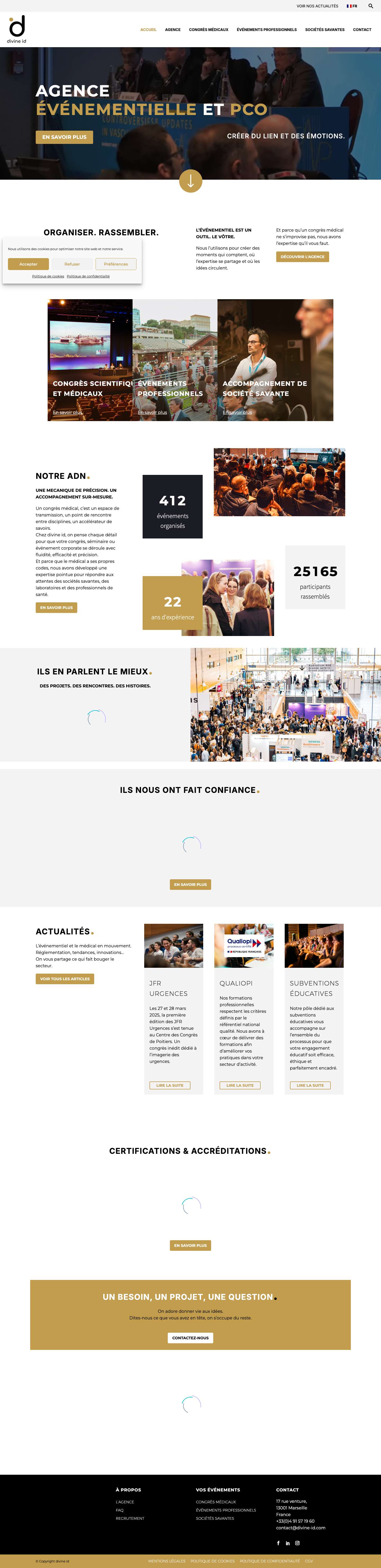 Agence divine id | Congrès médicaux et événements professionnels - Full Screenshot
