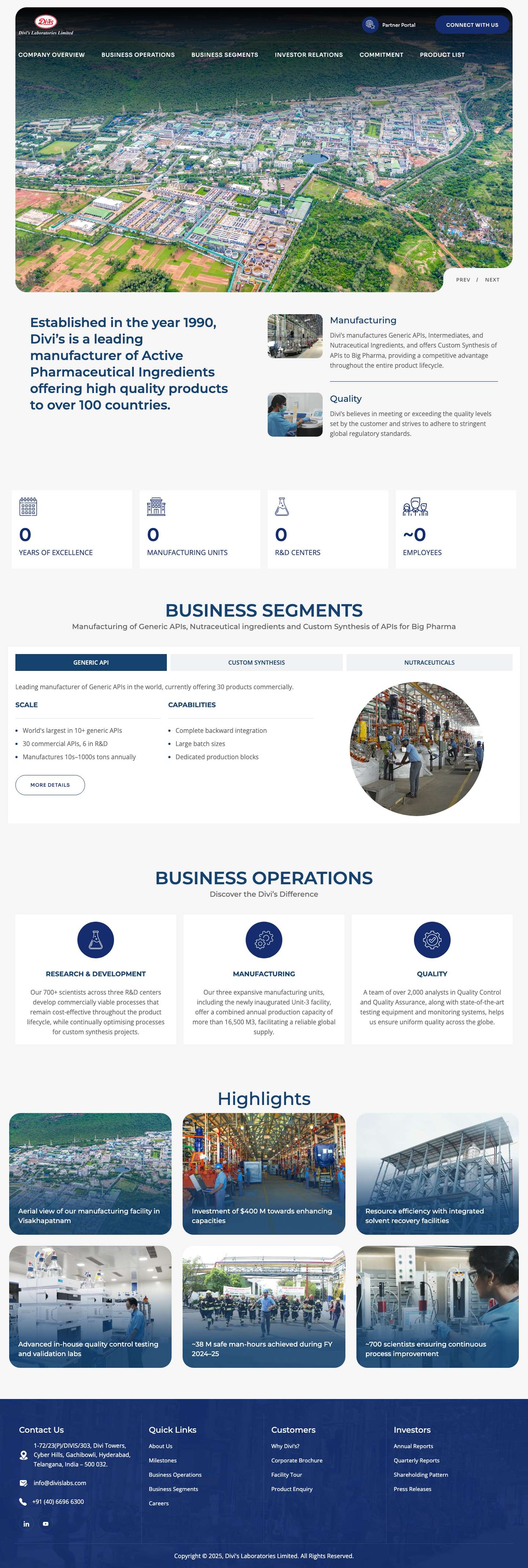 Best Pharmaceutical Company Hyderabad, India | Divis Pharma Industry - Full Screenshot