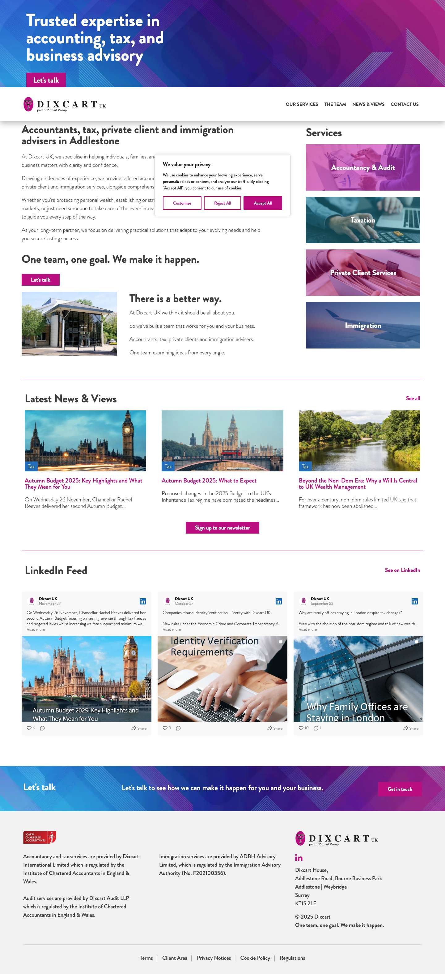 Accountants and Tax Advisers in Addlestone, Surrey - Full Screenshot