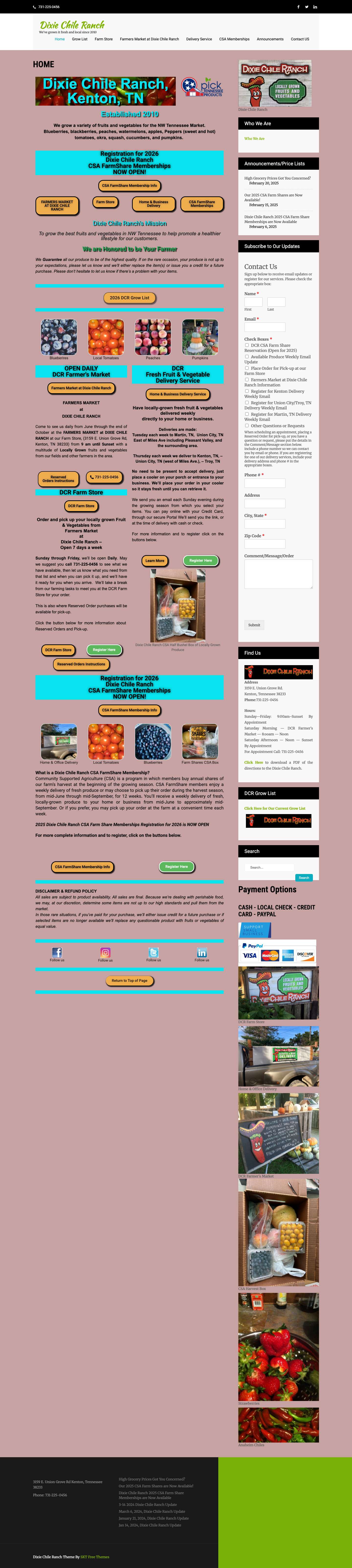 Dixie Chile Ranch – We’ve grown it fresh and local since 2010 - Full Screenshot