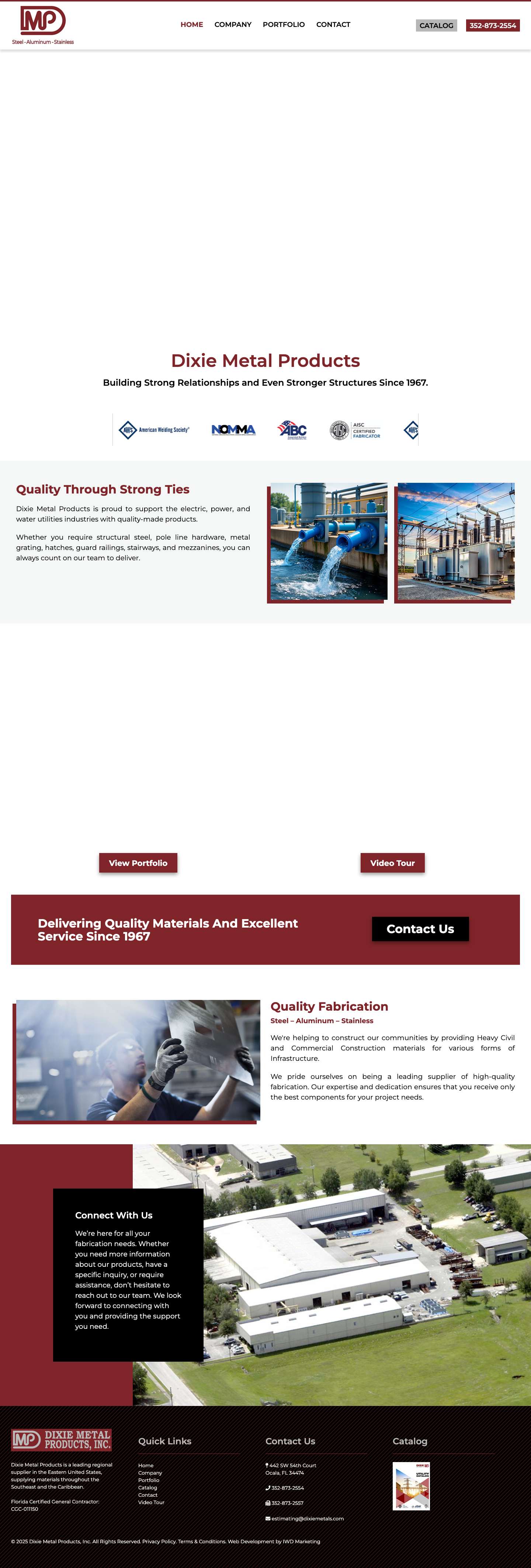 Steel, Aluminum and Stainless Fabrication | Dixie Metal Products - Full Screenshot