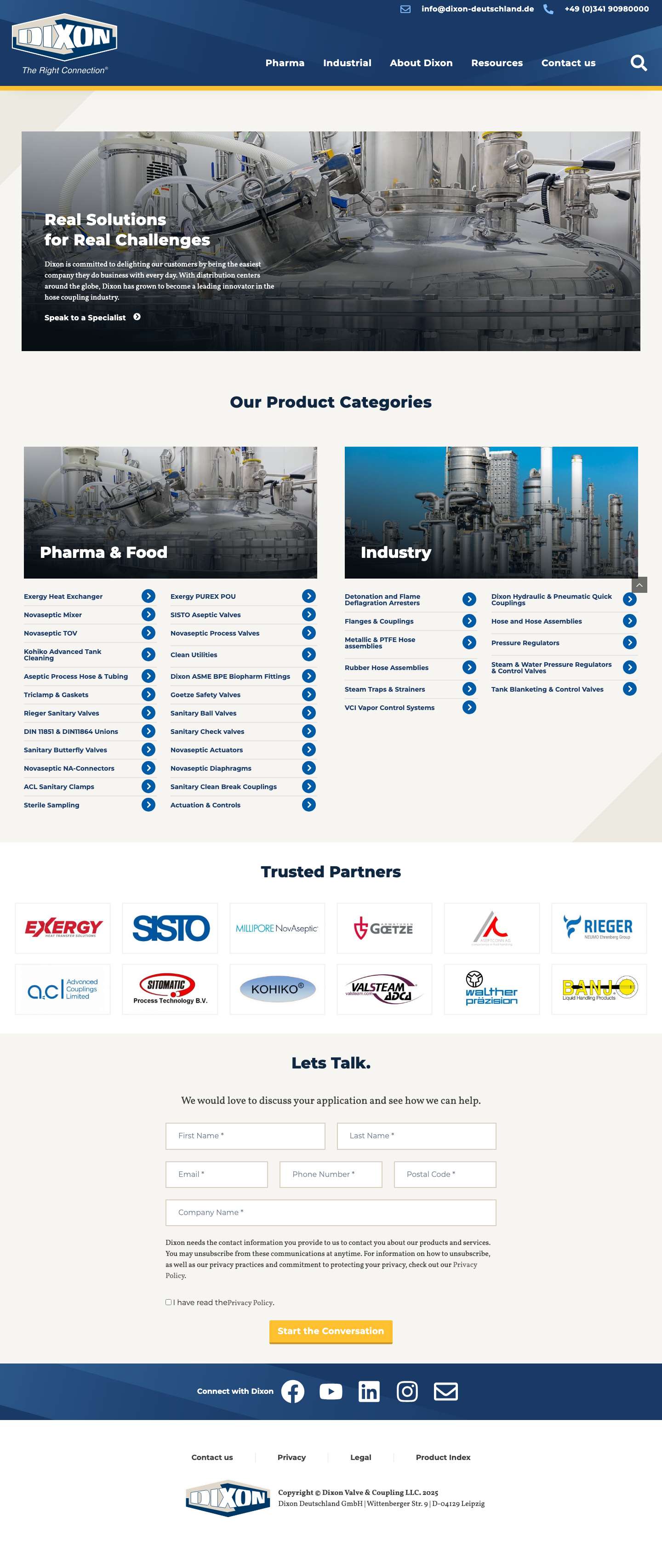 Dixon Valve Germany - Full Screenshot