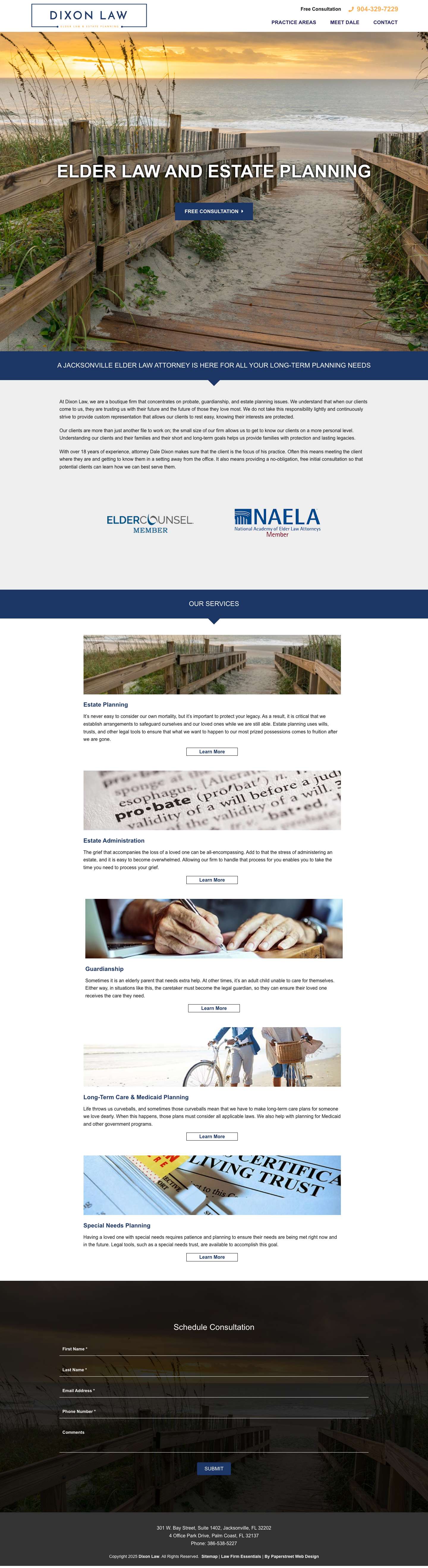 Jacksonville Elder Law Attorney | Dixon Law - Full Screenshot