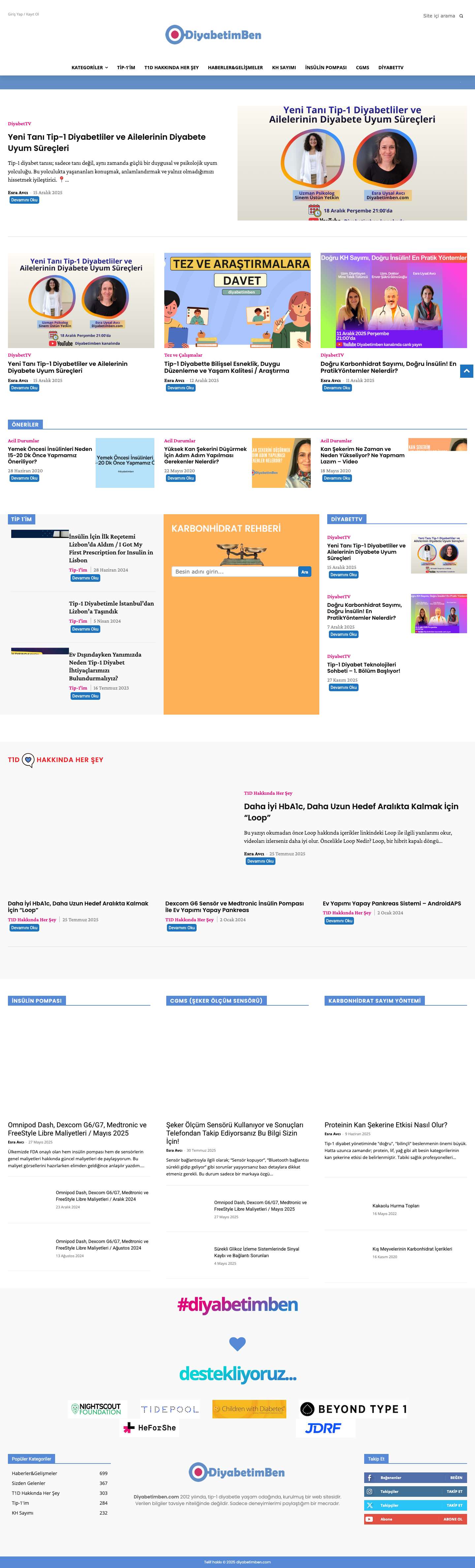 Diyabetimben.com | Tip-1 Diyabet Hakkında Her Şey - Full Screenshot