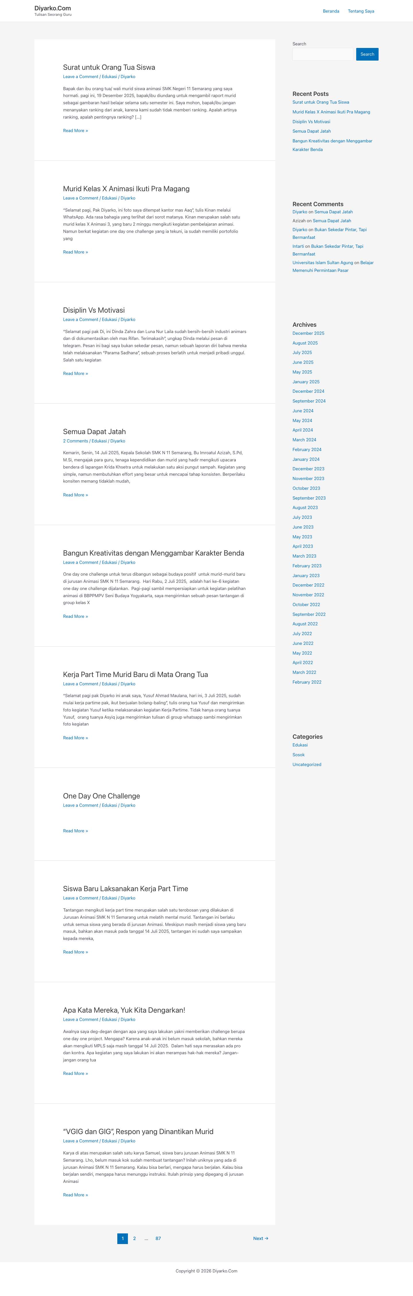 Diyarko.Com - Tulisan Seorang Guru - Full Screenshot