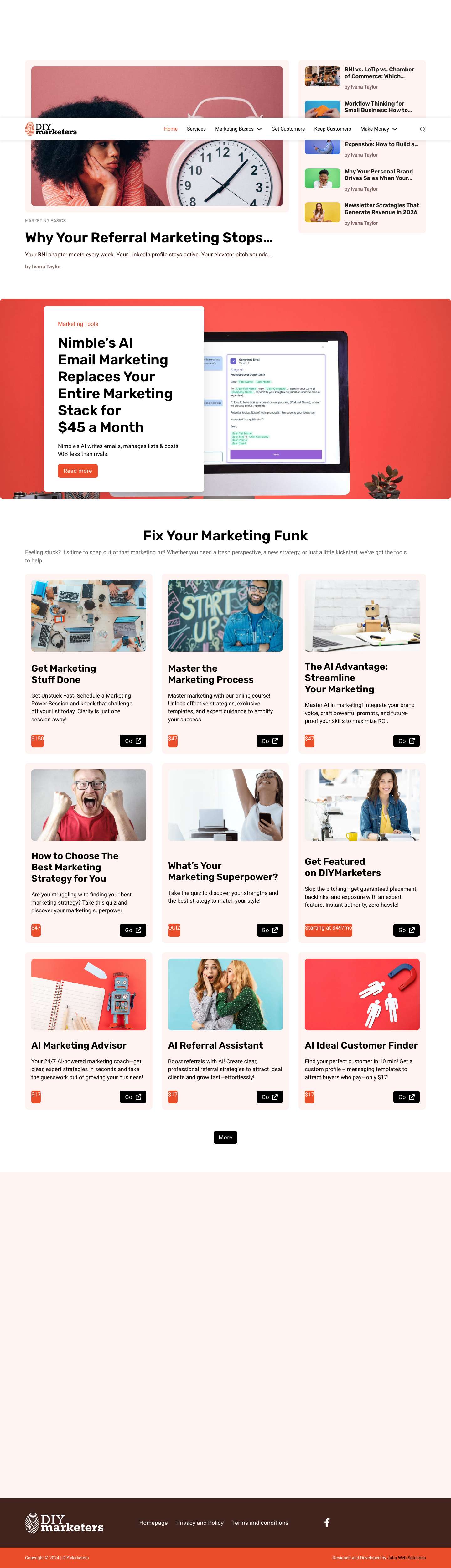 Homepage - DIY Marketers - Full Screenshot