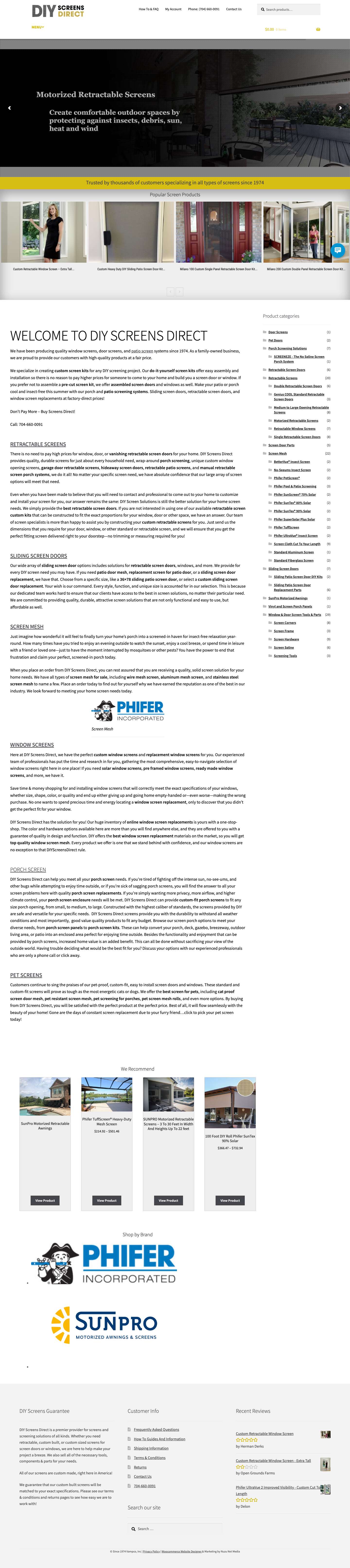 DIY Screens Direct - Window and Door Screens at Direct Prices - Full Screenshot