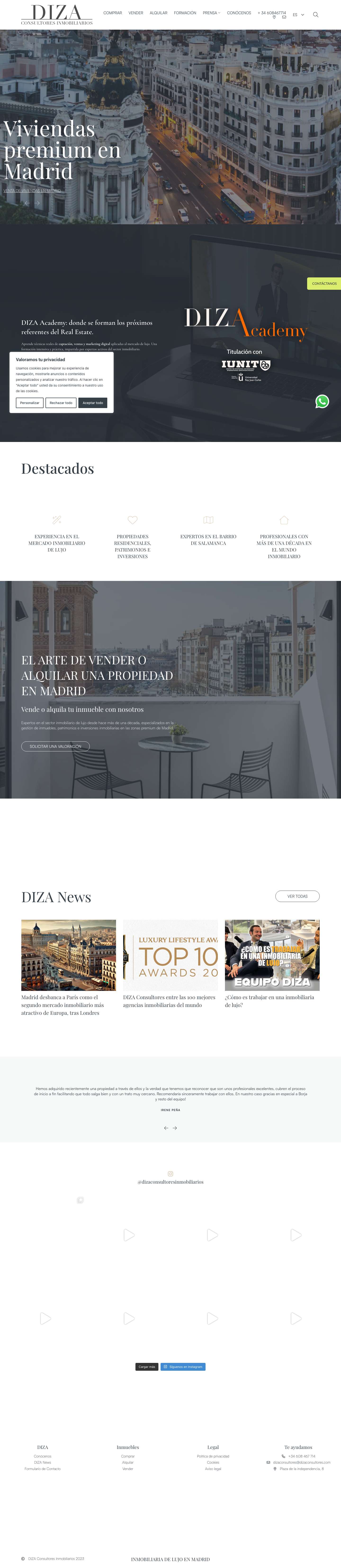 Diza Consultores - Inmobiliaria de lujo en Madrid - Full Screenshot