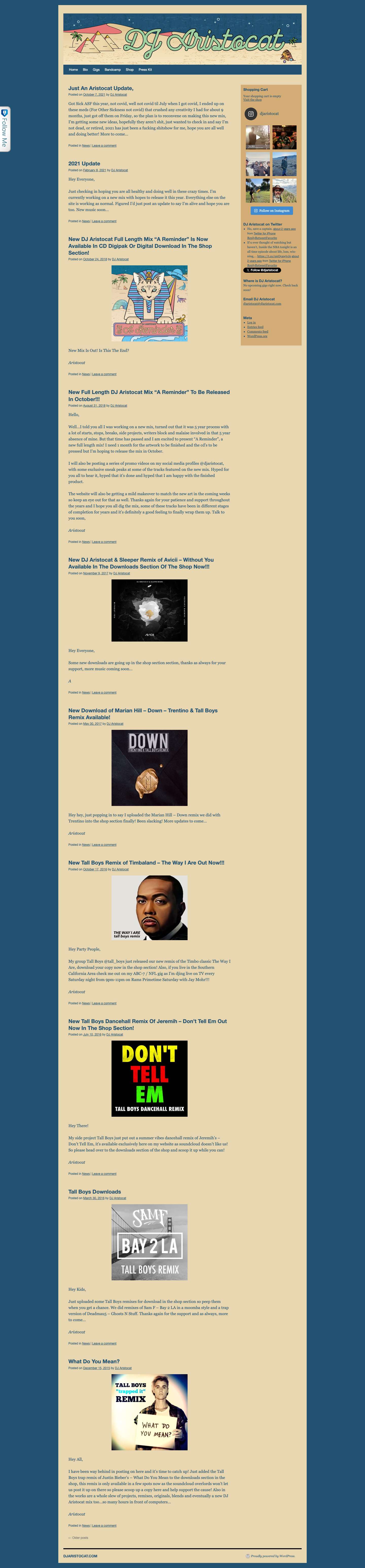 DJARISTOCAT.COM | The Official DJ Aristocat Site - Full Screenshot