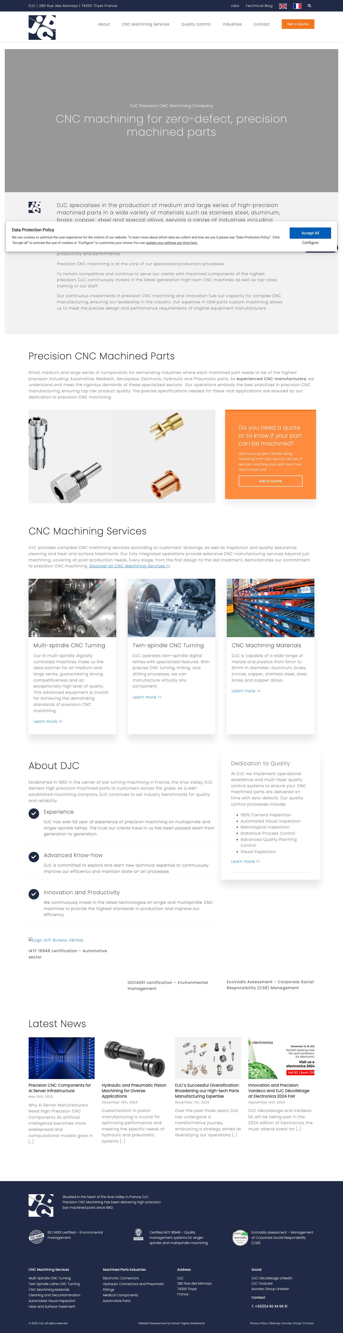 Precision CNC Machining Company | Precision CNC Turning | DJC - Full Screenshot