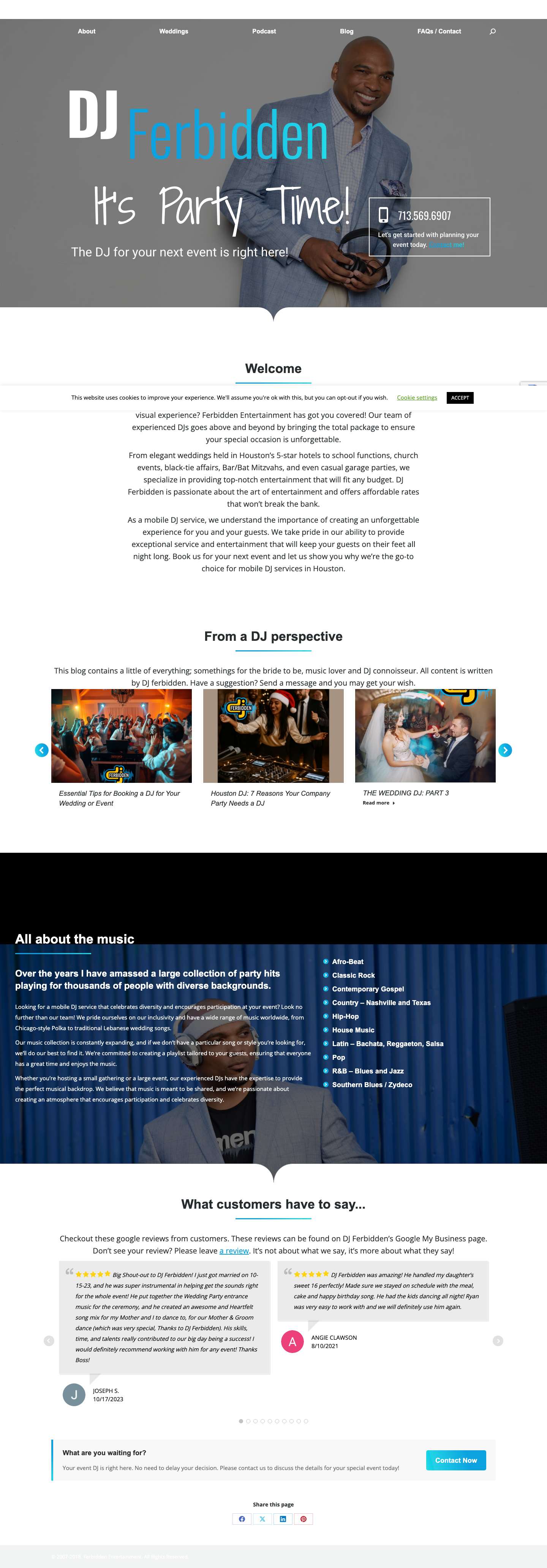 Professional DJ for weddings and events | Homepage | DJ Ferbidden - Full Screenshot