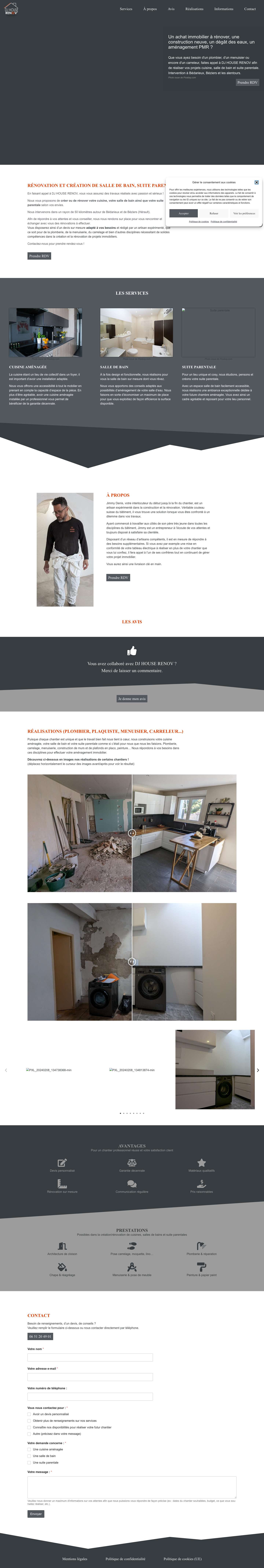 Artisan à Bédarieux 34600 : cuisine, salle de bain et suite parentale - Full Screenshot