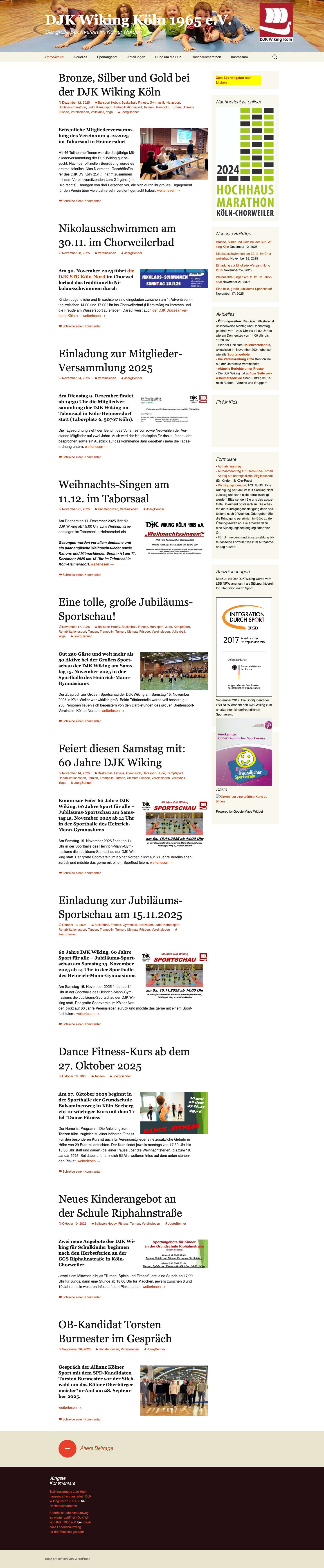 DJK Wiking Köln 1965 e.V. | Der große Sportverein im Kölner Norden - Full Screenshot