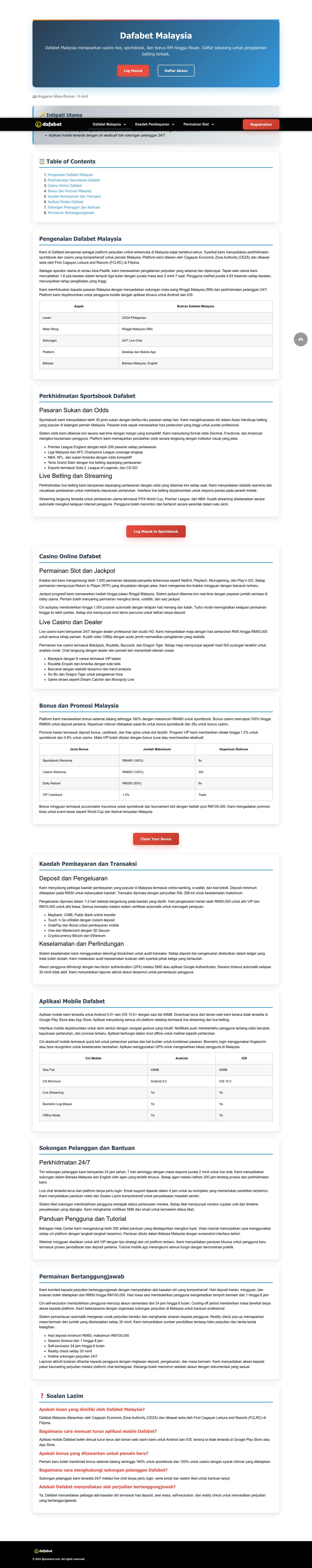 Dafabet Malaysia - Full Screenshot