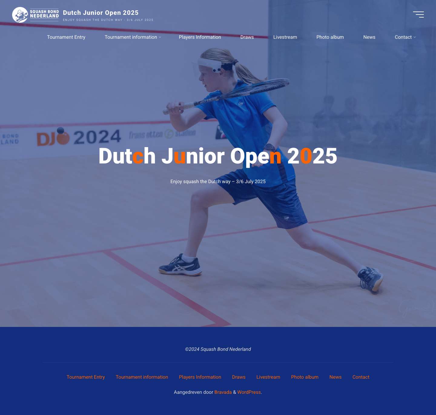 Dutch Junior Open 2025 – Enjoy squash the Dutch way – 3/6 July 2025 - Full Screenshot