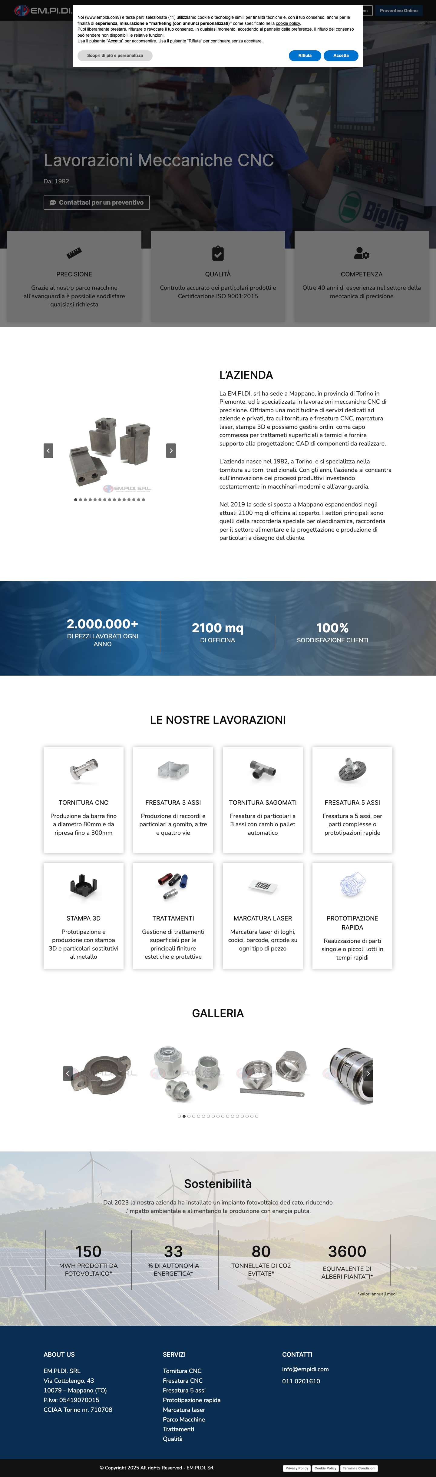 Home - Empidi.com Lavorazioni meccaniche - Lavorazioni meccaniche CNCScorri in altoScorri in alto - Full Screenshot