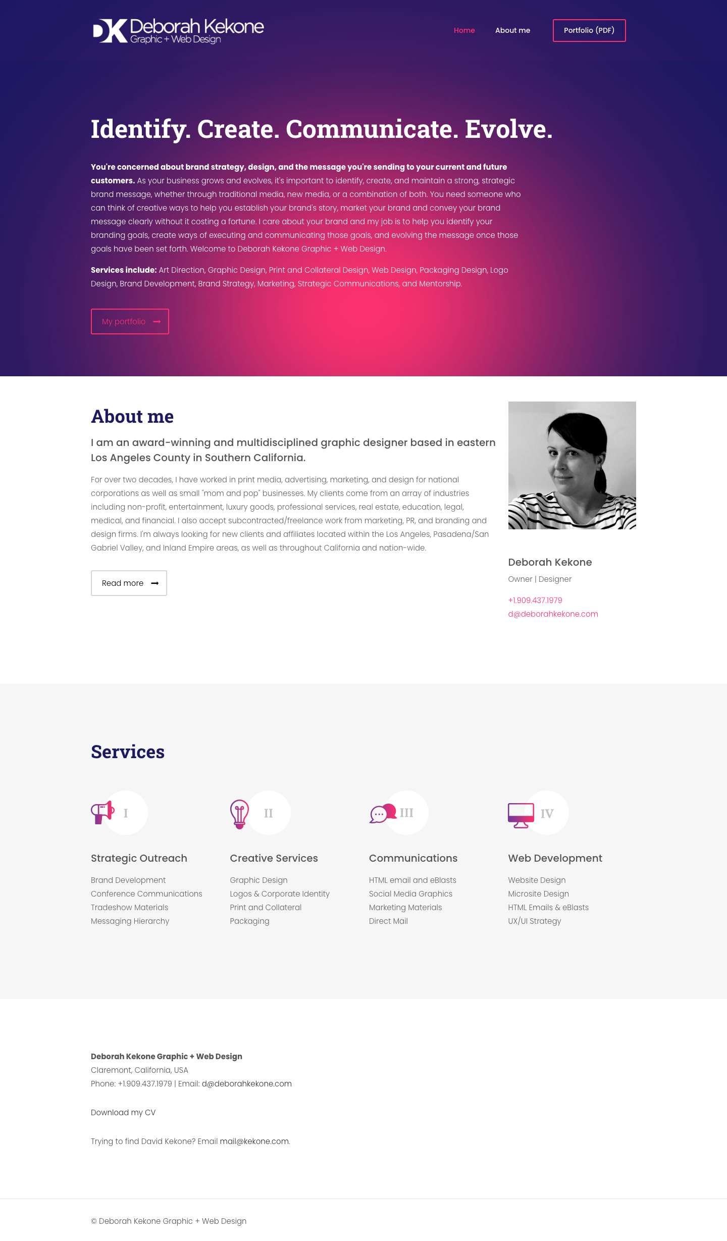 Deborah Kekone Graphic + Web Design – Identify. Create. Communicate. Evolve. - Full Screenshot