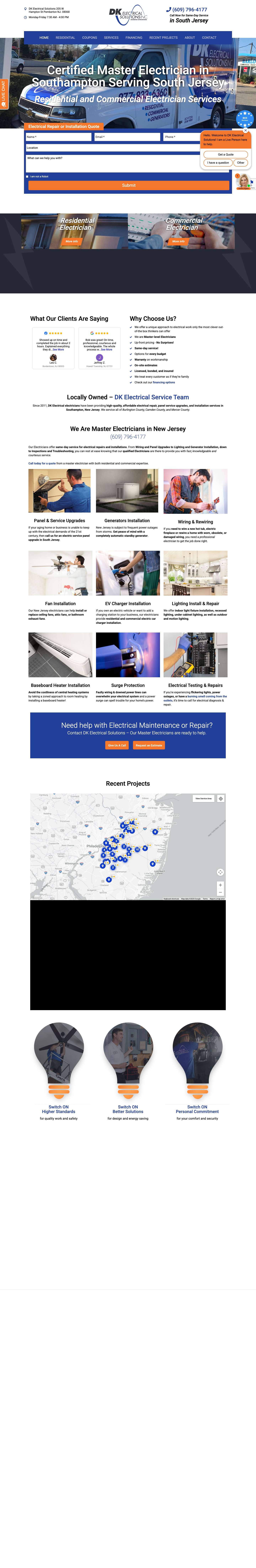 Master Electrician Burlington County NJ - Electrical Repair South Jersey - Full Screenshot