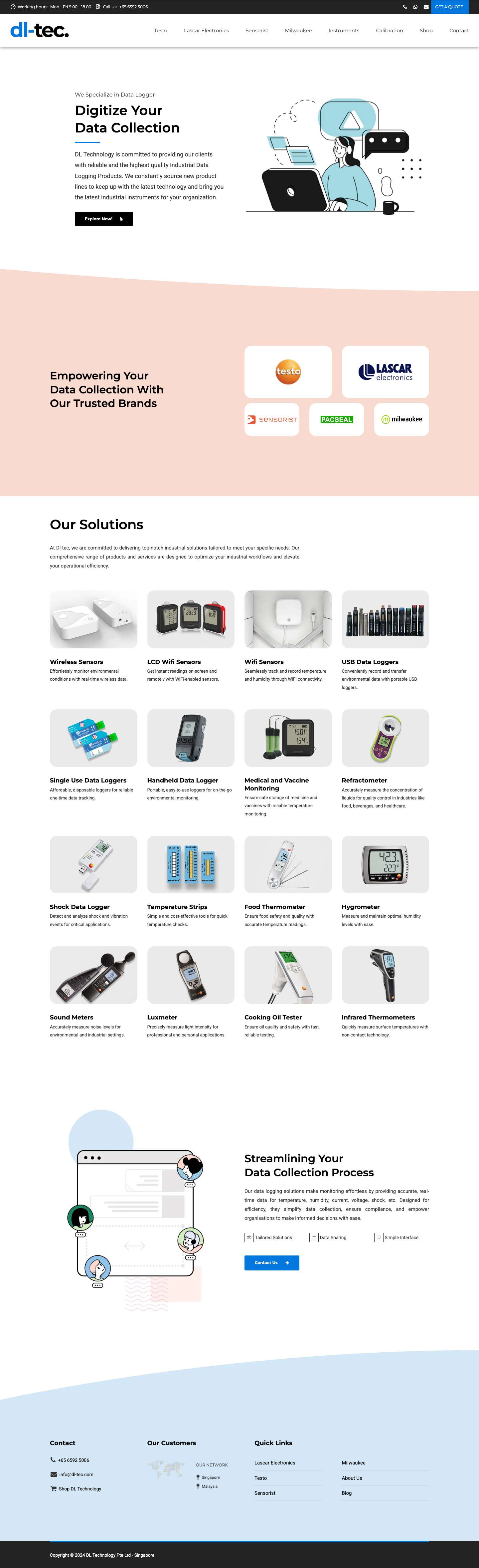 Industrial & Measuring Instruments | Temperature Sensors | DL Technology Pte Ltd - Singapore - Full Screenshot