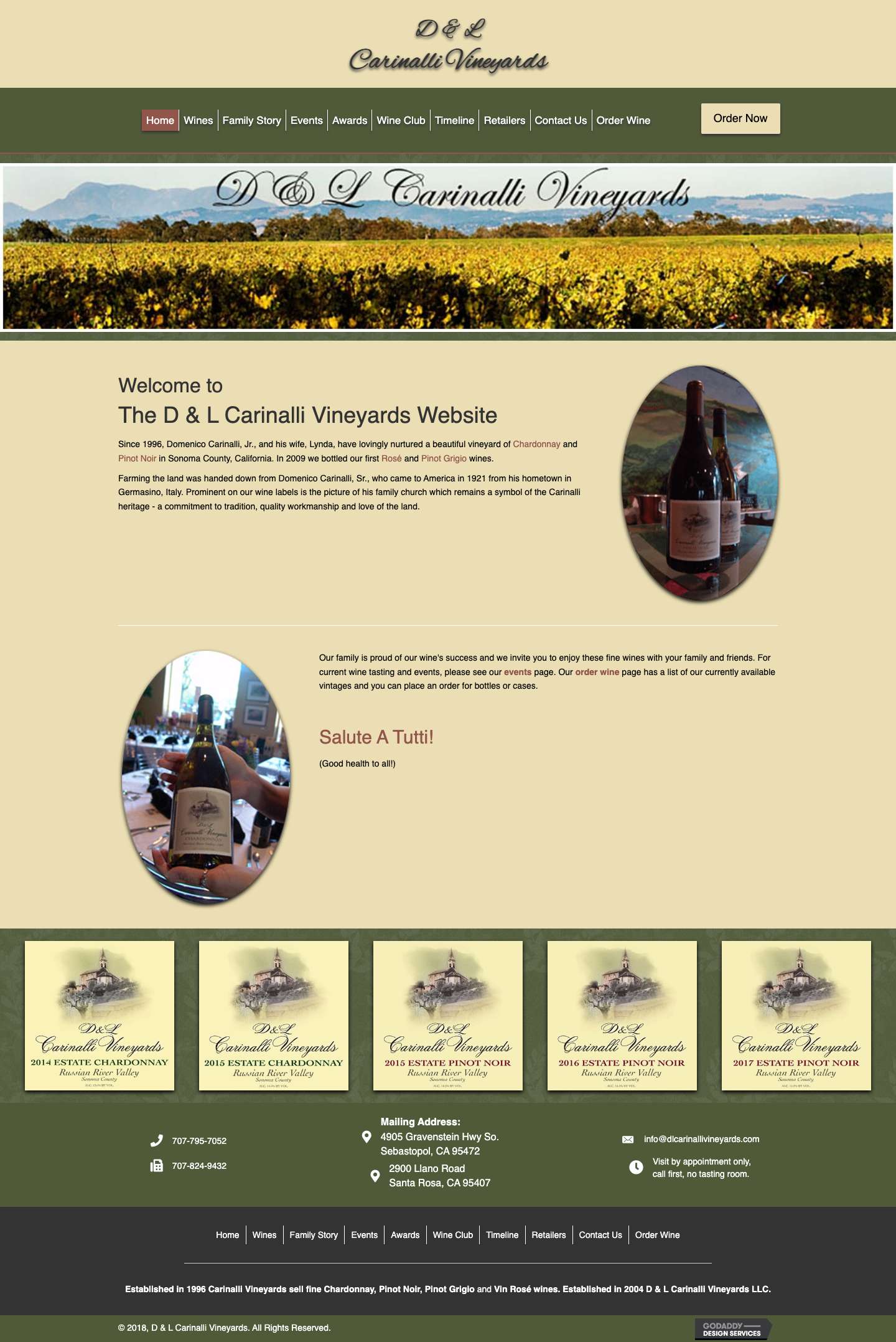 D & L Carinalli Vineyards | Chardonnay, Pinot Noir - Full Screenshot