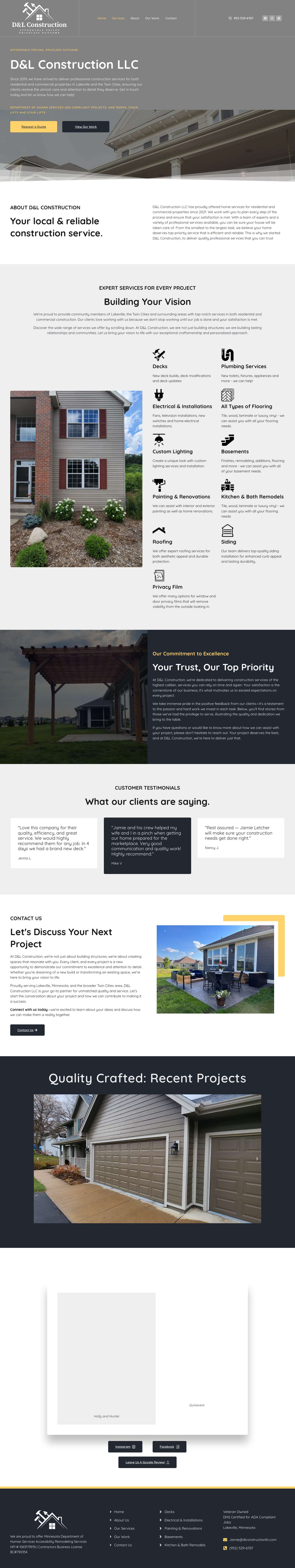 Construction Company | Lakeville MN - Full Screenshot