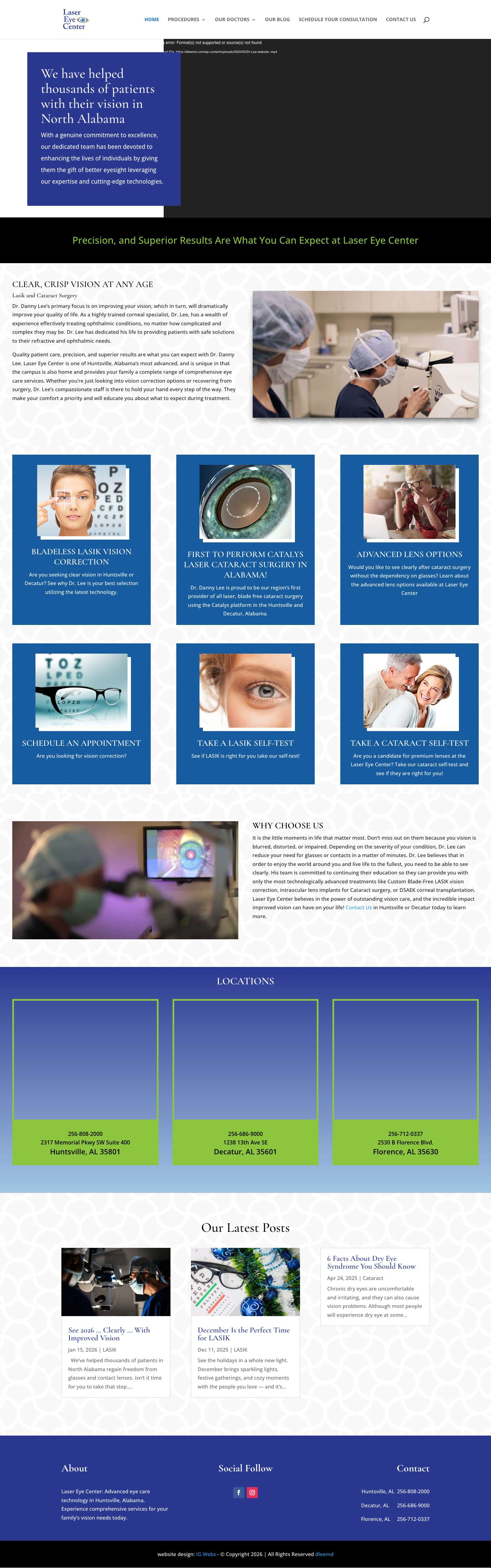 LASIK Huntsville | Cataract Surgery Decatur | Danny Lee MD - Full Screenshot