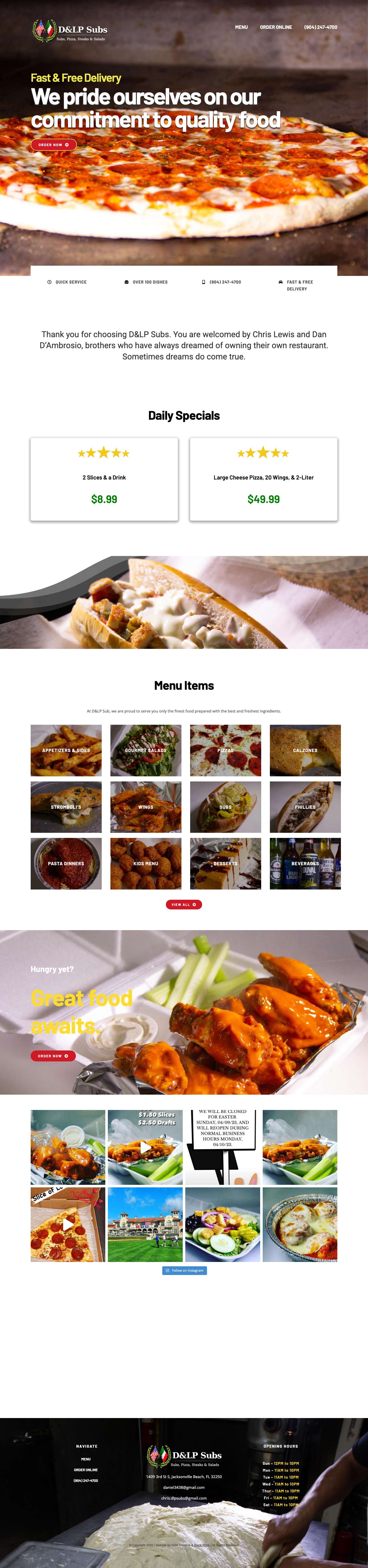 D&LP Subs – Subs, Pizza, Steaks & Salads - Full Screenshot