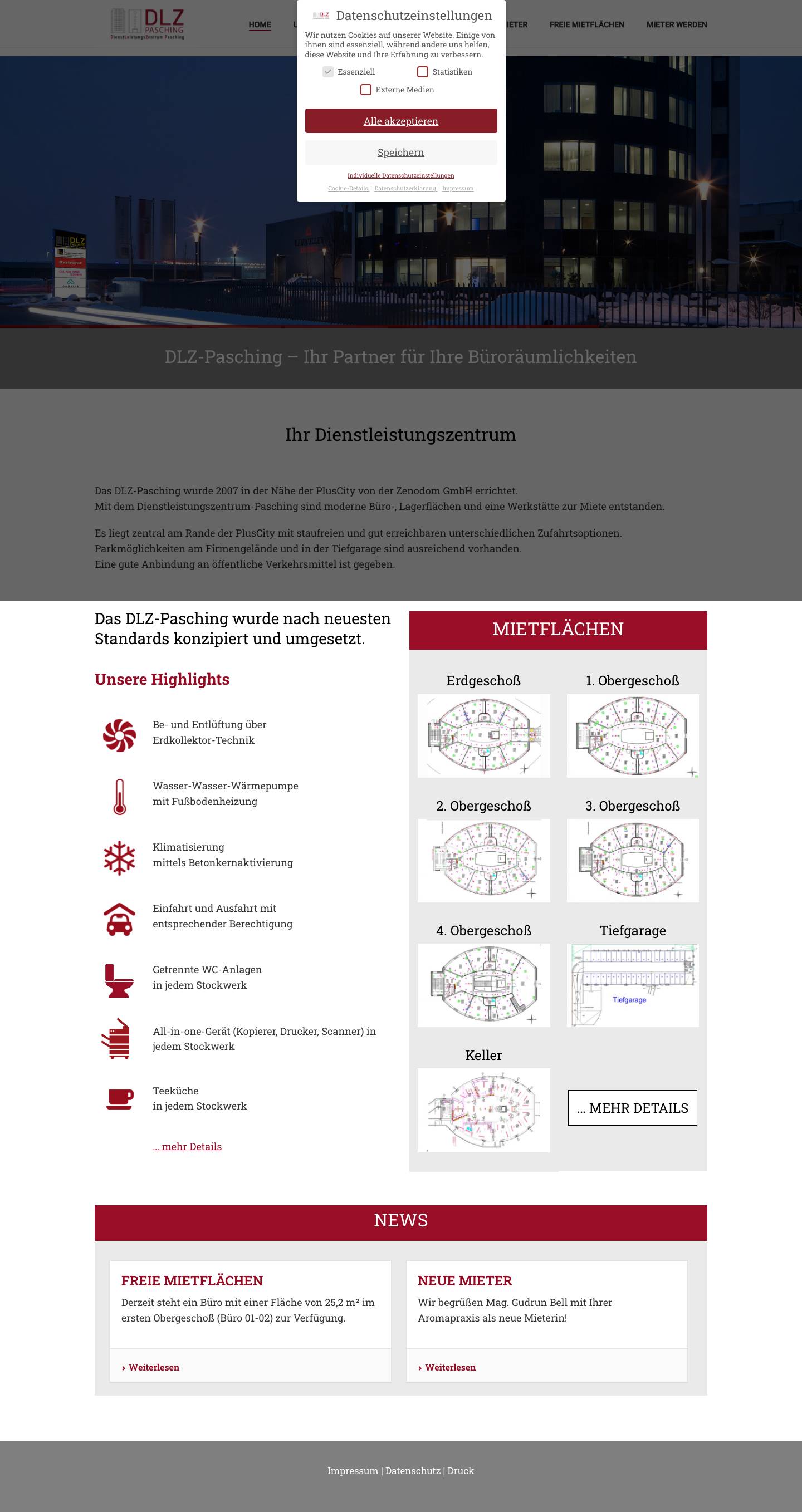 Dienstleistungszentrum Pasching - Ihr Partner für Ihre Büroräumlichkeiten - Full Screenshot
